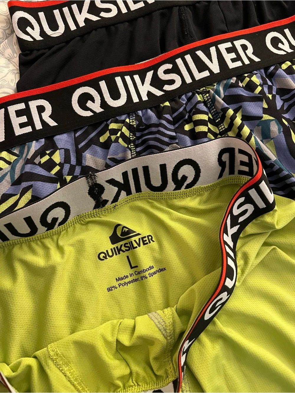 Quiksilver Men's Boxer Brief 3-Pack - Black, Neon Lime, Multi Pattern